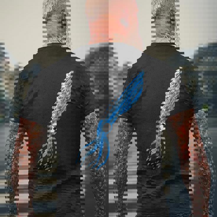 トライバル イカ 海の動物 メンズTシャツ バックプリント 高齢者への贈り物