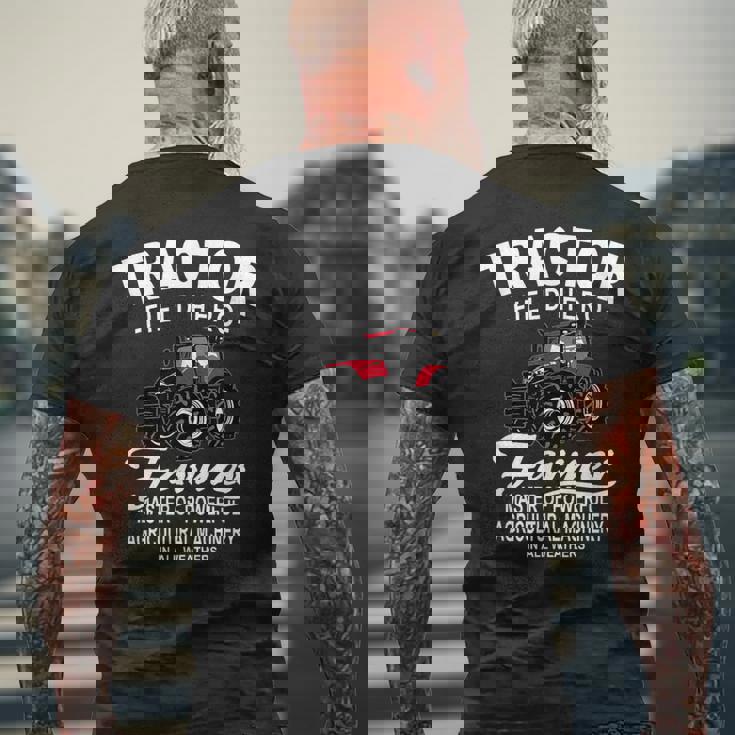 トラクター、農業、トラクター、トラクター メンズTシャツ バックプリント 高齢者への贈り物