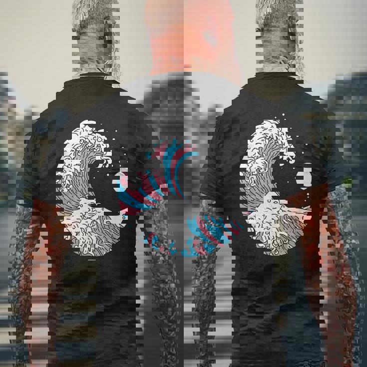 トランスジェンダー プライド Lgbtq トランスフラッグ 日本のウェーブアート Lgbt メンズTシャツ バックプリント 高齢者への贈り物