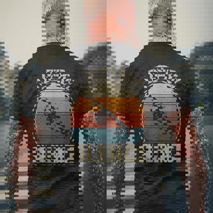 トランペット奏者 I Destroyilence Recto Trumpet Lovers メンズTシャツ バックプリント 高齢者への贈り物