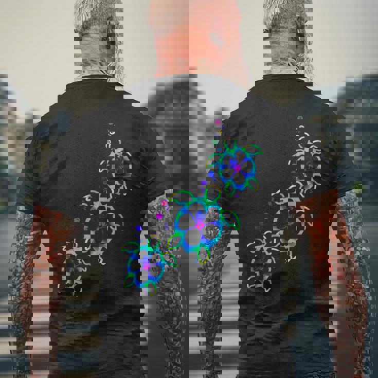 トロピカルカラー ハワイアン ホヌー ウミガメ メンズTシャツ バックプリント 高齢者への贈り物