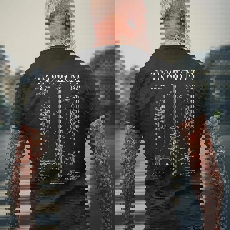 トロンボーン オールドヴィンテージ 特許図面プリント メンズTシャツ バックプリント 高齢者への贈り物