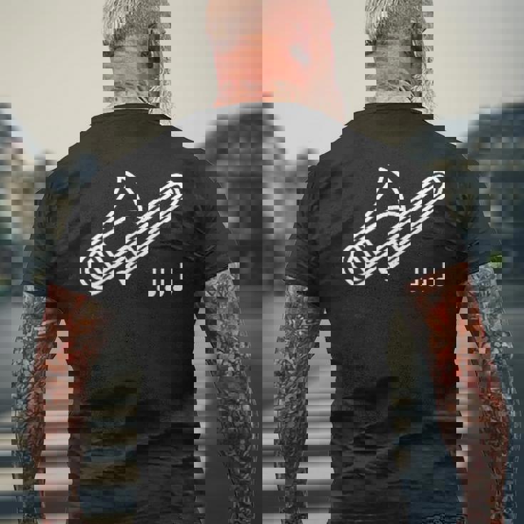 トロンボーン 音符 楽譜 音楽 楽器 メンズTシャツ バックプリント 高齢者への贈り物