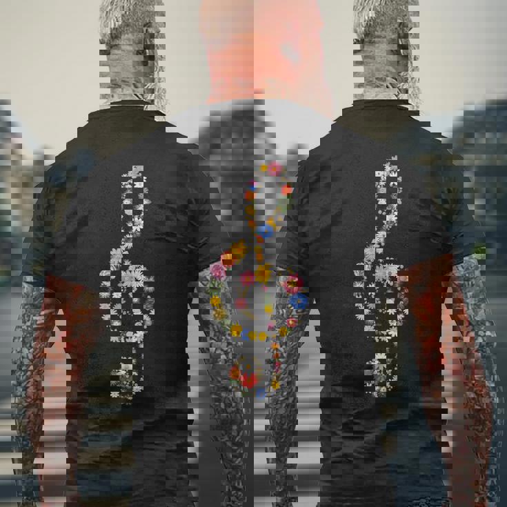 ト音記号 開花 ト音記号 音楽 ト音記号 楽器 花 音楽 ノート ト音記号 ピアノ ピアニスト ノート 音楽 メンズTシャツ バックプリント 高齢者への贈り物