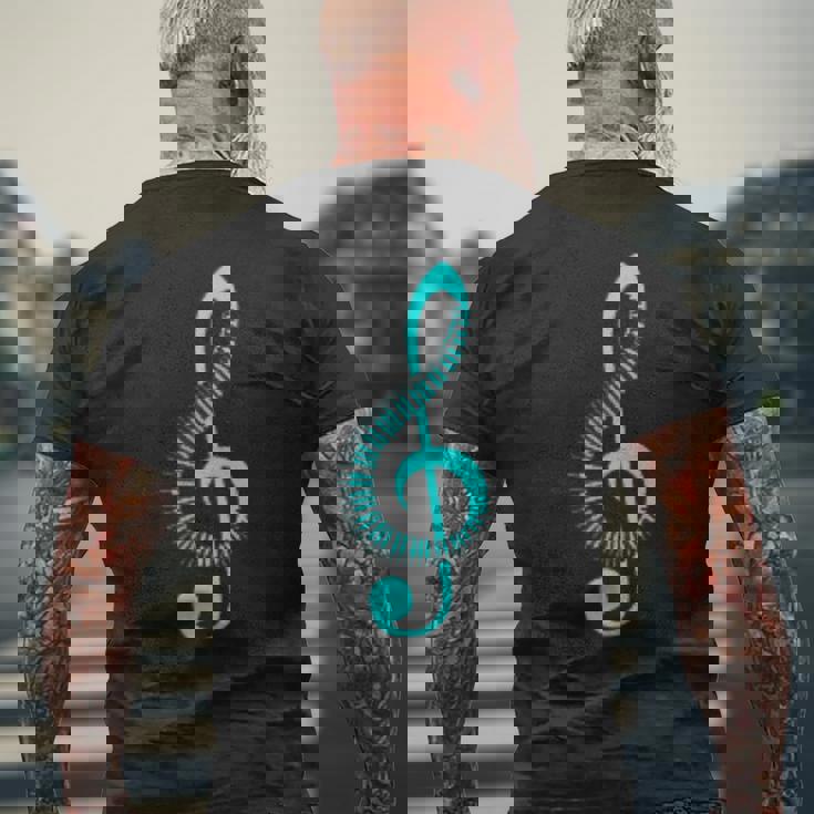 ト音記号の音符ピアノの象徴性ト音記号記号 メンズTシャツ バックプリント 高齢者への贈り物