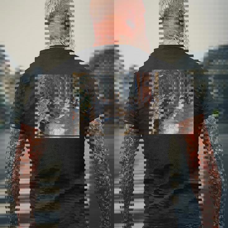 ドガ 舞台上でのリハーサル 現代美術 絵画 メンズTシャツ バックプリント 高齢者への贈り物