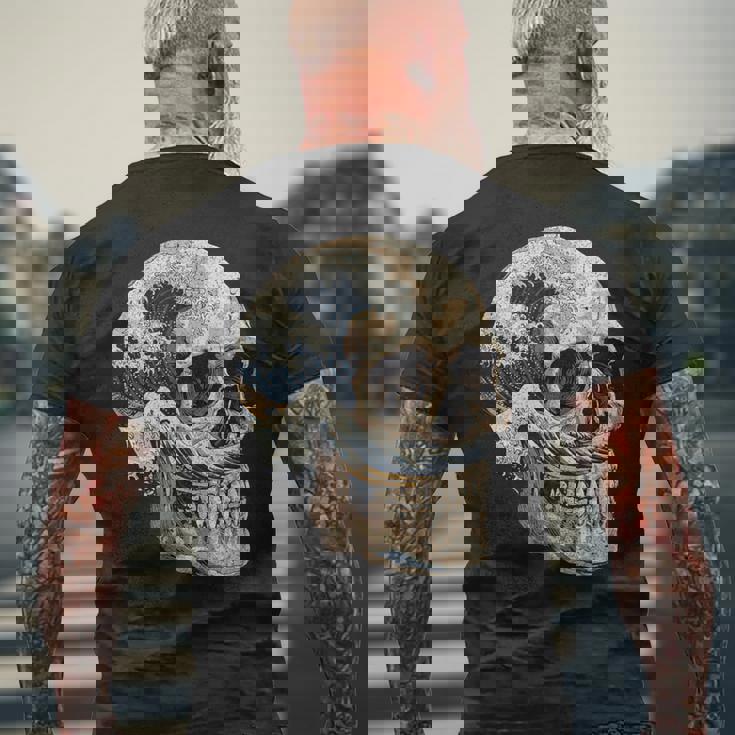 ドクロ 波 日本美術 海 メンズTシャツ バックプリント 高齢者への贈り物