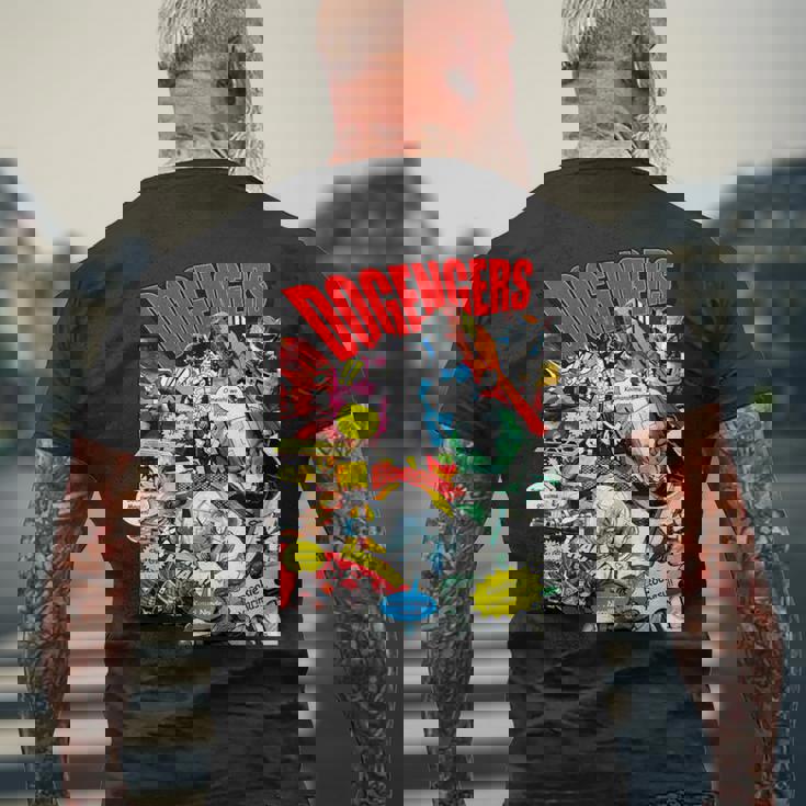 ドゲンジャーズ コミック風 メンズTシャツ バックプリント 高齢者への贈り物