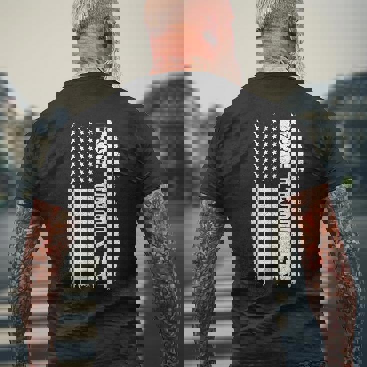 ドッグトレーナー アメリカ国旗 愛国的な犬の訓練 メンズTシャツ バックプリント 高齢者への贈り物