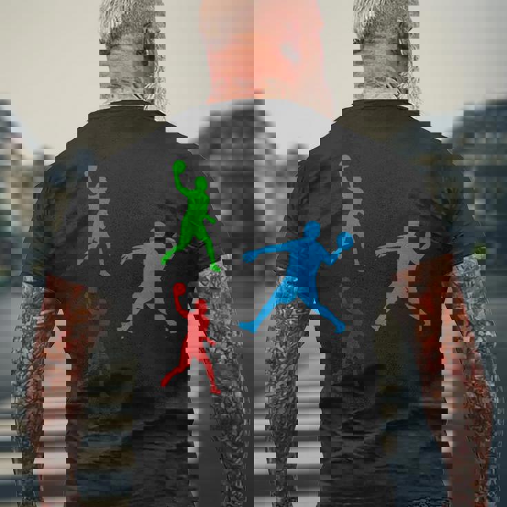 ドッジボール シルエット ドッジボール プレイヤーシルエット ドッジボール メンズTシャツ バックプリント 高齢者への贈り物