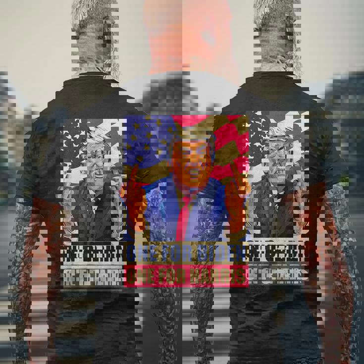 ドナルド・トランプ 中指 バイデン ハリス アメリカ 共和党員 メンズTシャツ バックプリント 高齢者への贈り物