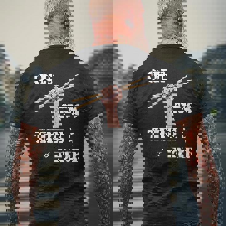 ドラマー ギフト 楽器 メンズ ドラムスティック用 メンズTシャツ バックプリント 高齢者への贈り物