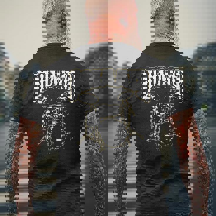 ドラマー、ティードラム、ドラムプレーヤーへのギフトに。 メンズTシャツ バックプリント 高齢者への贈り物