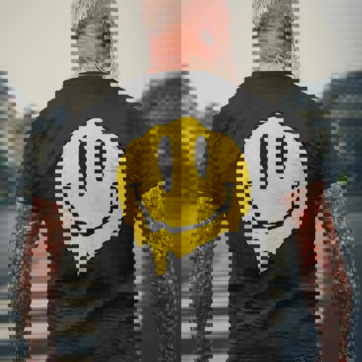 ドリッピースマイルイエロースマイルフェイスシャツ かわいい ハッピースマイルフェイス メンズTシャツ バックプリント 高齢者への贈り物