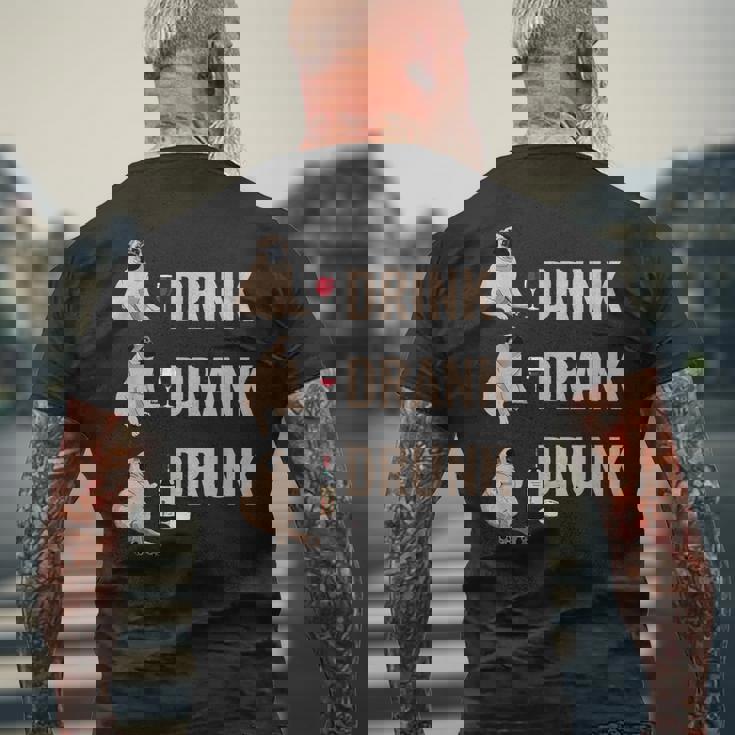 ドリンク 飲酒 パグ 飲酒 ワイン ミーム 面白い メンズTシャツ バックプリント 高齢者への贈り物