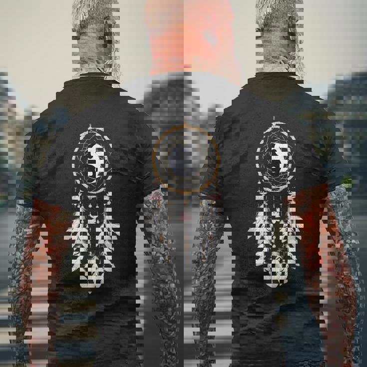 ドリーム キャッチャー、ネイティブ アメリカンの先住民族のドリーム キャッチャー メンズTシャツ バックプリント 高齢者への贈り物