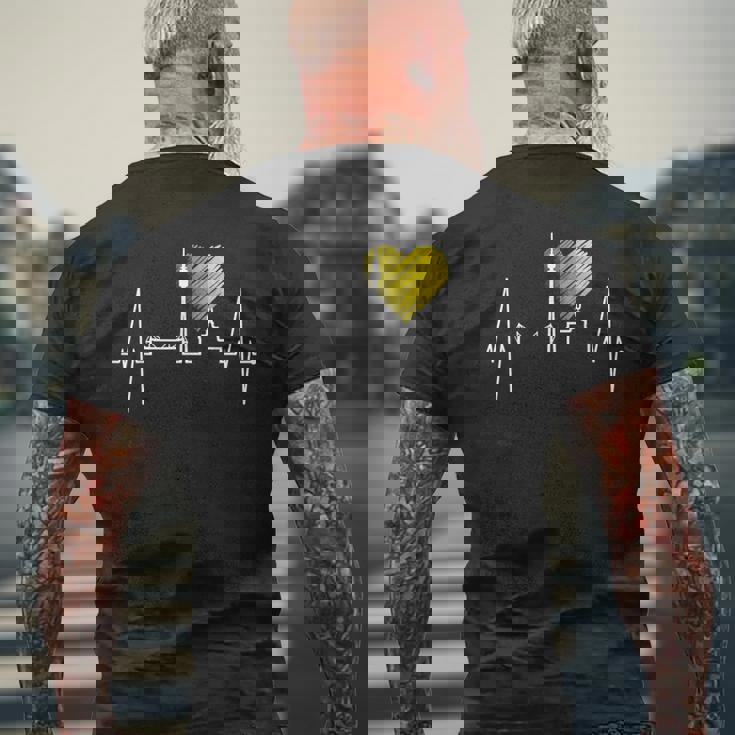 ドルトムント スカイライン ハートビート ルールポット ドイツ アイラブドルトムント I Love Dortmund メンズTシャツ バックプリント 高齢者への贈り物