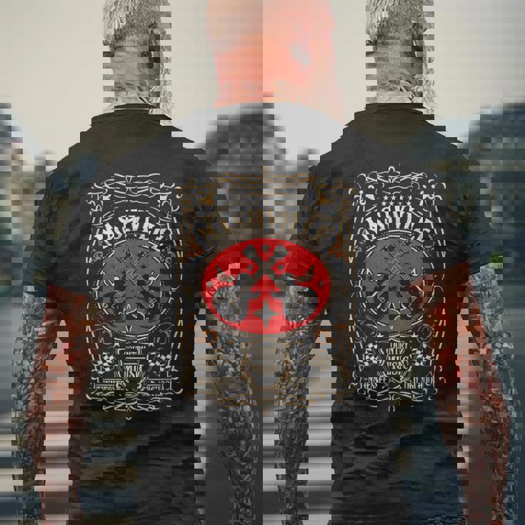 ナッシュビル テネシー レトロ カントリー ミュージック ヴィンテージ メンズTシャツ バックプリント 高齢者への贈り物