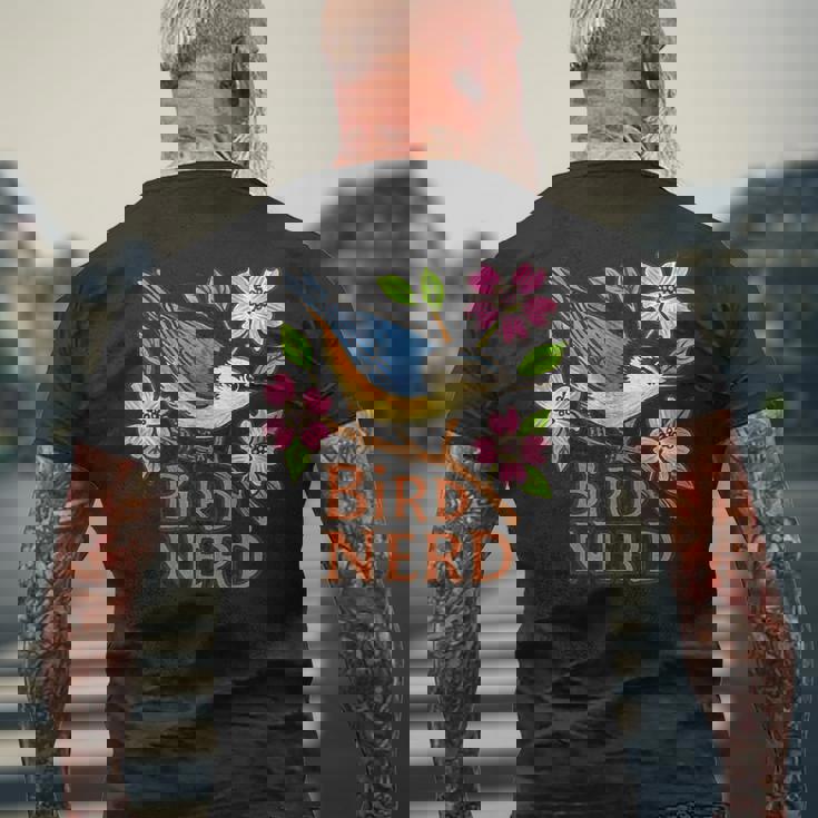 ナツハッチ 鳥 オタク ハナミズキ 木 アート メンズTシャツ バックプリント 高齢者への贈り物