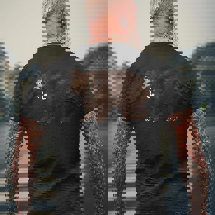 ナマケグマの絵 メンズTシャツ バックプリント 高齢者への贈り物