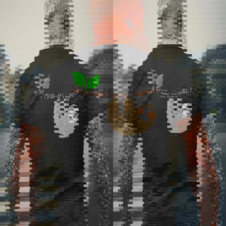 ナマケモノ まったり のんびり くつろぎ メンズTシャツ バックプリント 高齢者への贈り物