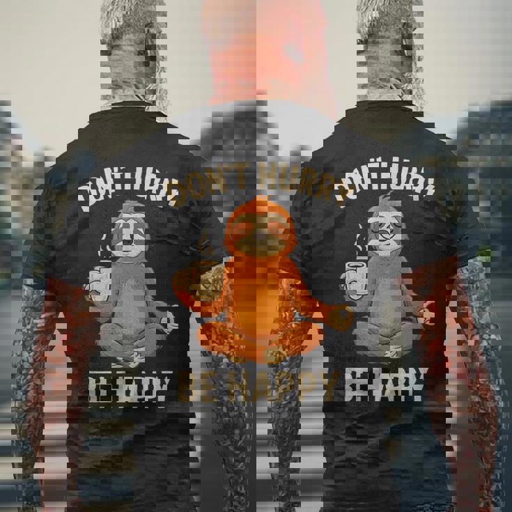 ナマケモノ コーヒー 瞑想 グラフィック 面白い メンズTシャツ バックプリント 高齢者への贈り物