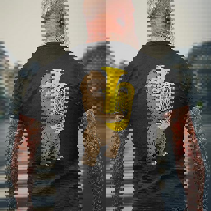 ナマケモノ 恋人 チューバ プレーヤー ミュージック ビッグバンド チューバ メンズTシャツ バックプリント 高齢者への贈り物