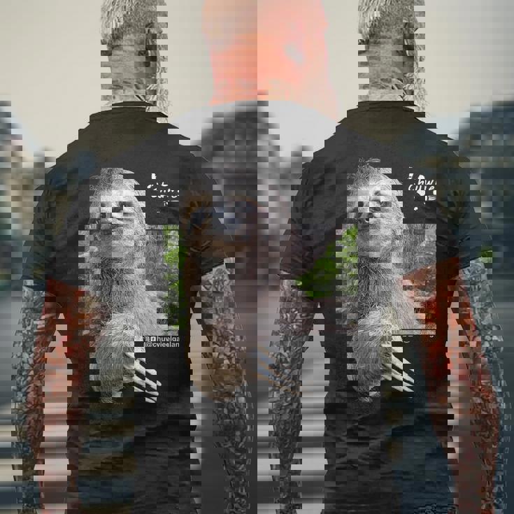 ナマケモノのチューウィー メンズTシャツ バックプリント 高齢者への贈り物