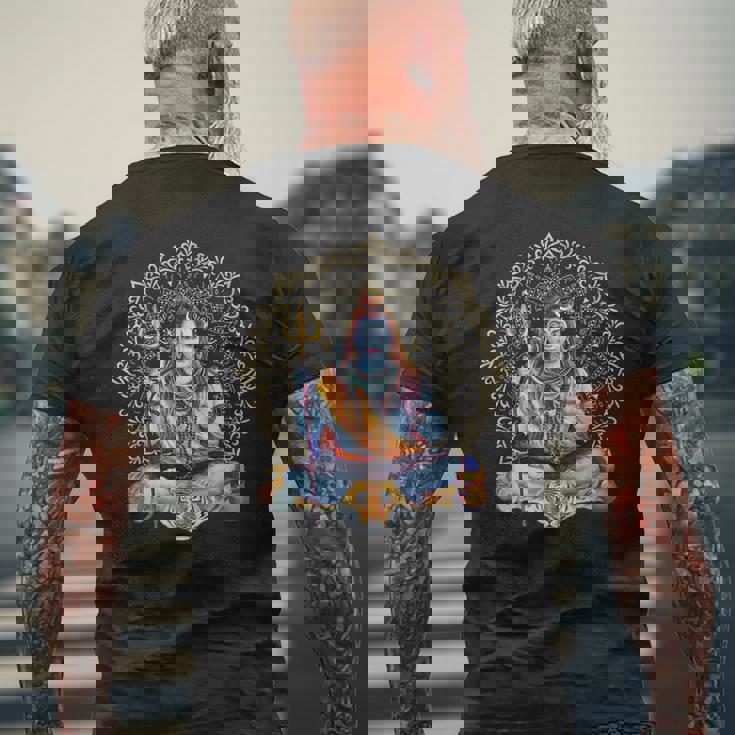 ナマステ インド 神 シバ ヒンドゥー教 神 信仰 メンズTシャツ バックプリント 高齢者への贈り物