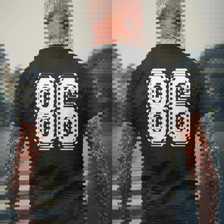 ナンバー86 86歳の誕生日ギフト選手チーム番号入りジャージ メンズTシャツ バックプリント 高齢者への贈り物