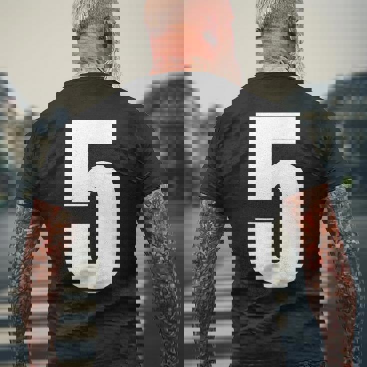 ナンバーファイブ 数字 5 プレーン 白 数字 メンズTシャツ バックプリント 高齢者への贈り物