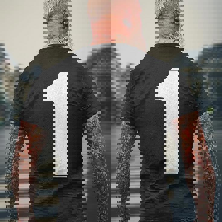 ナンバーワン 数字 1 プレーン ホワイト 数字 メンズTシャツ バックプリント 高齢者への贈り物