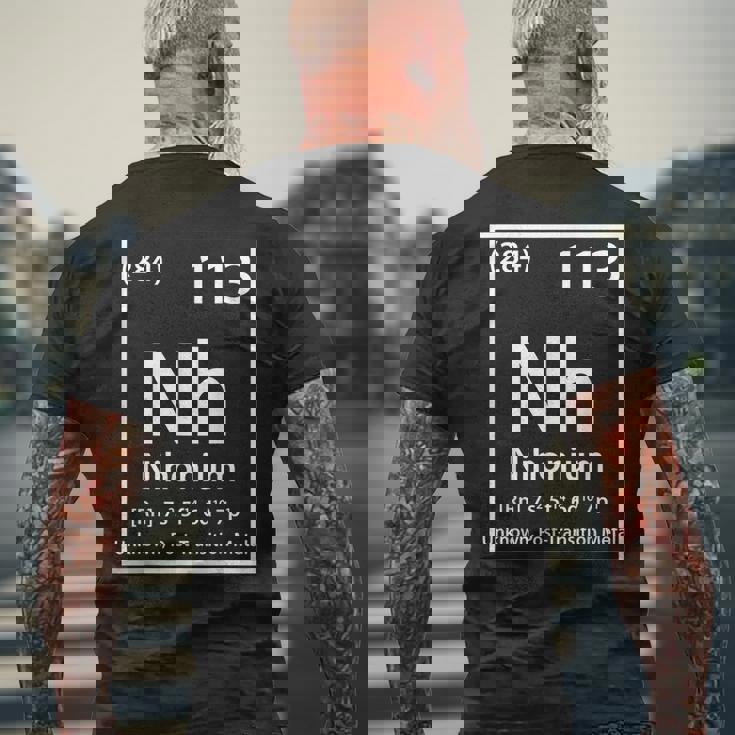 ニホニウム化学元素白 メンズTシャツ バックプリント 高齢者への贈り物