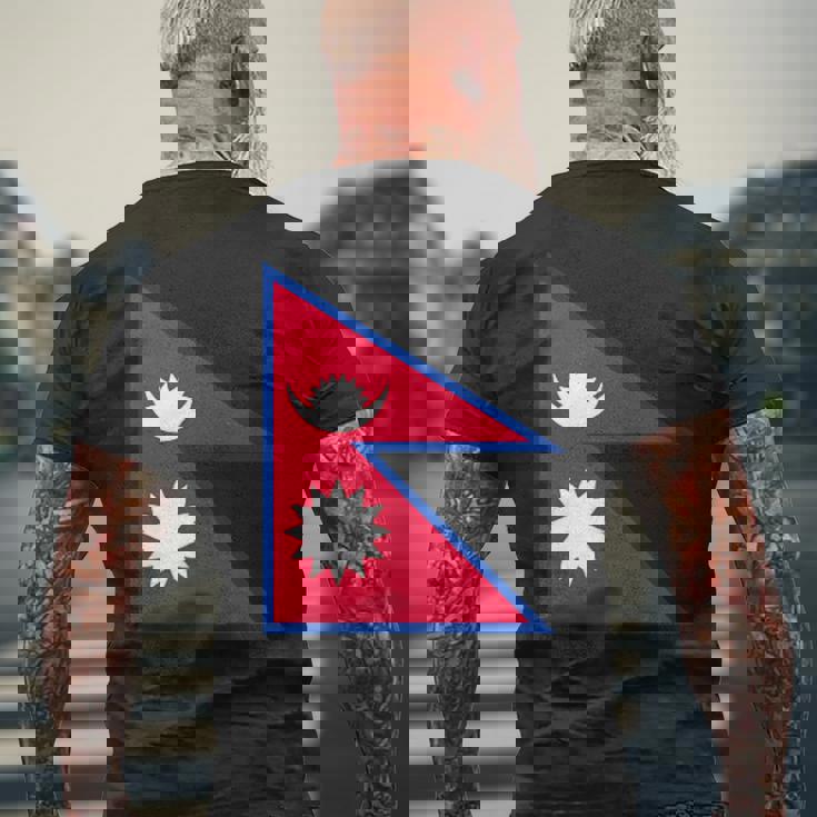 ネパール国旗 メンズTシャツ バックプリント 高齢者への贈り物