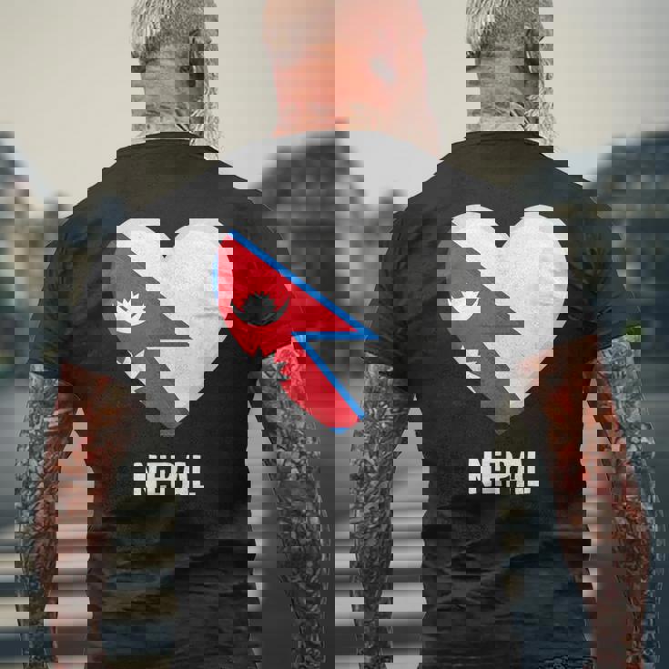 ネパール国旗シャツ メンズTシャツ バックプリント 高齢者への贈り物