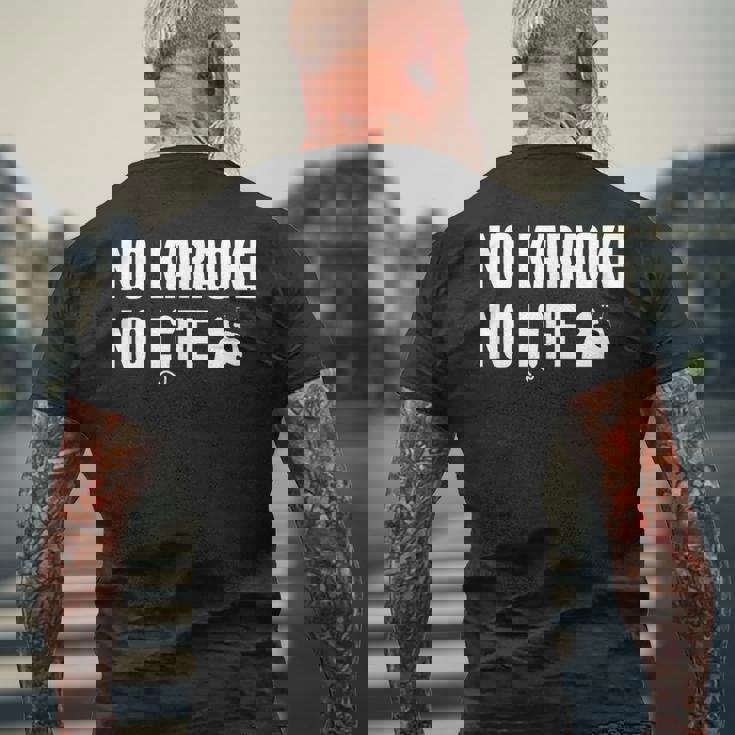 ノーカラオケノーライフ カラオケ好き 歌好き ヒトカラ好き 趣味 カラオケ メンズTシャツ バックプリント 高齢者への贈り物