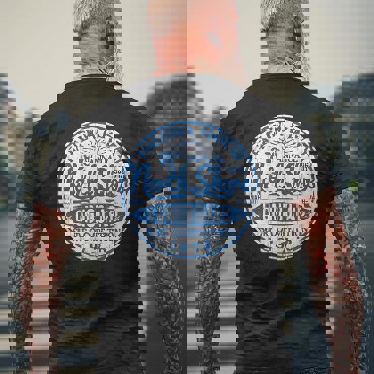 ノースショア ハレイワ ハワイ ロングボード サーフ メンズTシャツ バックプリント 高齢者への贈り物