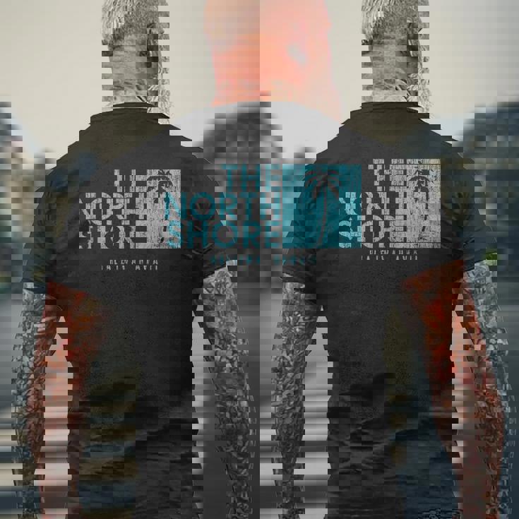 ノースショア ハワイ ヤシの木 ビンテージスタイル メンズTシャツ バックプリント 高齢者への贈り物