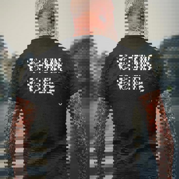 ノーフィッシングノーライフ 釣り竿 漁師 釣り人 面白い 釣り フィッシング おもしろ 釣り堀 海釣り 川釣り メンズTシャツ バックプリント 高齢者への贈り物