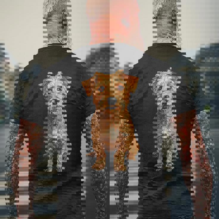 ノーフォークテリア 犬 モチーフ ペット アートワーク ノーフォークテリア メンズTシャツ バックプリント 高齢者への贈り物