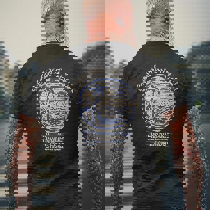 ハイチヴィンテージフラミンゴワニハイチバケーションお土産 メンズTシャツ バックプリント 高齢者への贈り物