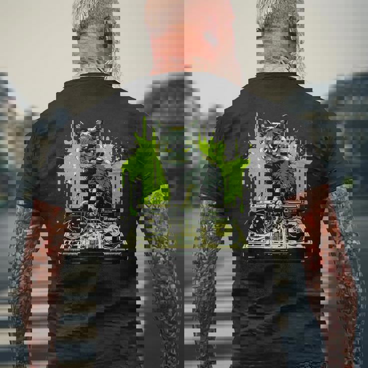 ハウスキャット レインボー Dj 猫 キティ メンズTシャツ バックプリント 高齢者への贈り物