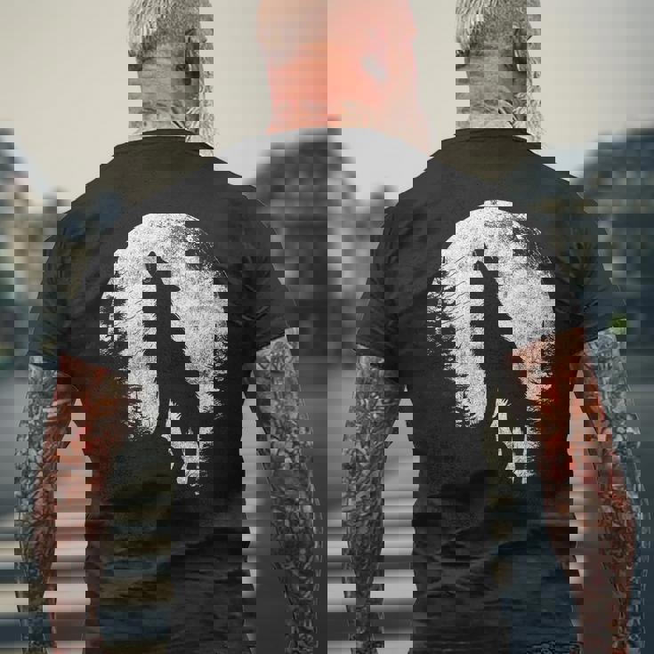 ハウリングウルフ 月光 森 シルエット 荒野 メンズTシャツ バックプリント 高齢者への贈り物