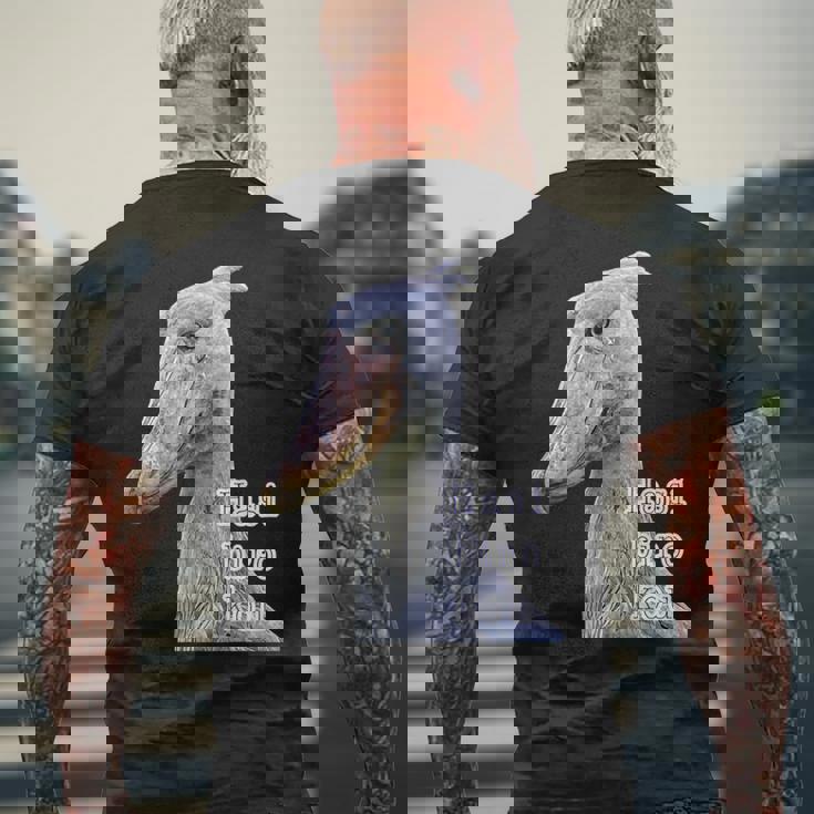 ハシビロコウ『リアルフォト 写真』青い鳥【どうぶつフレンズ】かっこいい 大きな鳥 動物園の生き物 メンズTシャツ バックプリント 高齢者への贈り物