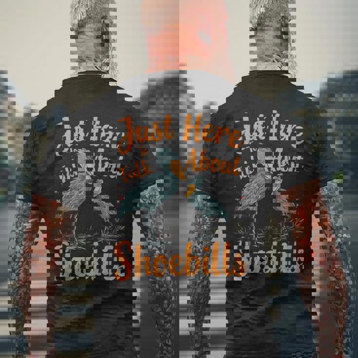 ハシビロコウについて話すだけ メンズTシャツ バックプリント 高齢者への贈り物