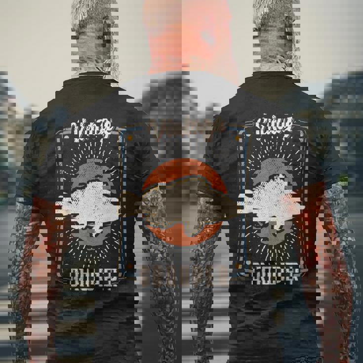 ハタ 魚 ヴィンテージ レトロ クラシック 動物 愛 メンズTシャツ バックプリント 高齢者への贈り物