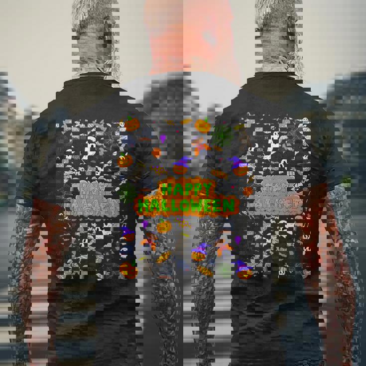 ハッピーハロウィンのレトロな怖いかわいい不気味なギフト メンズTシャツ バックプリント 高齢者への贈り物