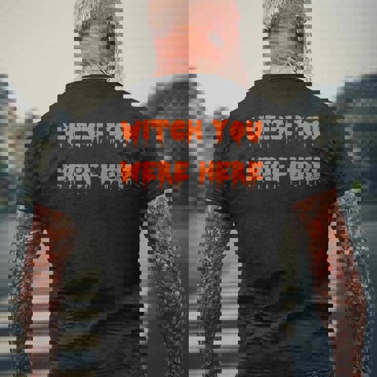 ハッピーハロウィン魔女 You Were Here 不気味なコスチューム メンズTシャツ バックプリント 高齢者への贈り物