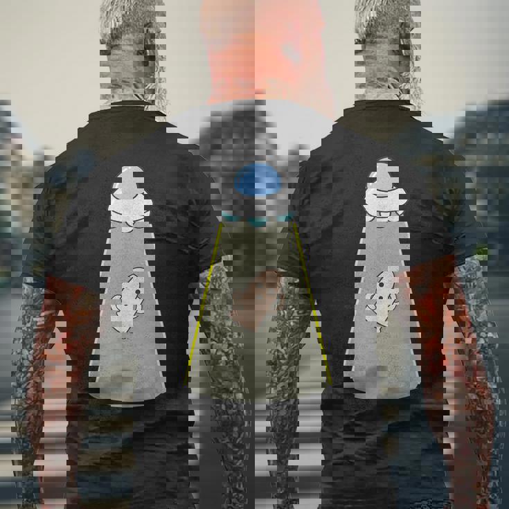 ハニワ くん 埴輪《Ufo 遭遇》【ゆるフレンズ】歴史土器 かわいい 面白い キャラクター メンズTシャツ バックプリント 高齢者への贈り物