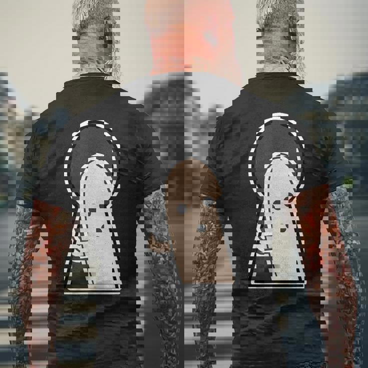 ハニワ くん 埴輪『古墳の 窓から』【ゆるフレンズ】歴史土器 キャラクター かわいい イラスト 面白い メンズTシャツ バックプリント 高齢者への贈り物